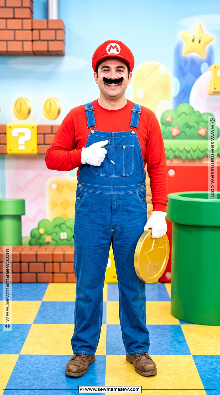 Mario Costume With Red Cap - 50 men halloween costumes