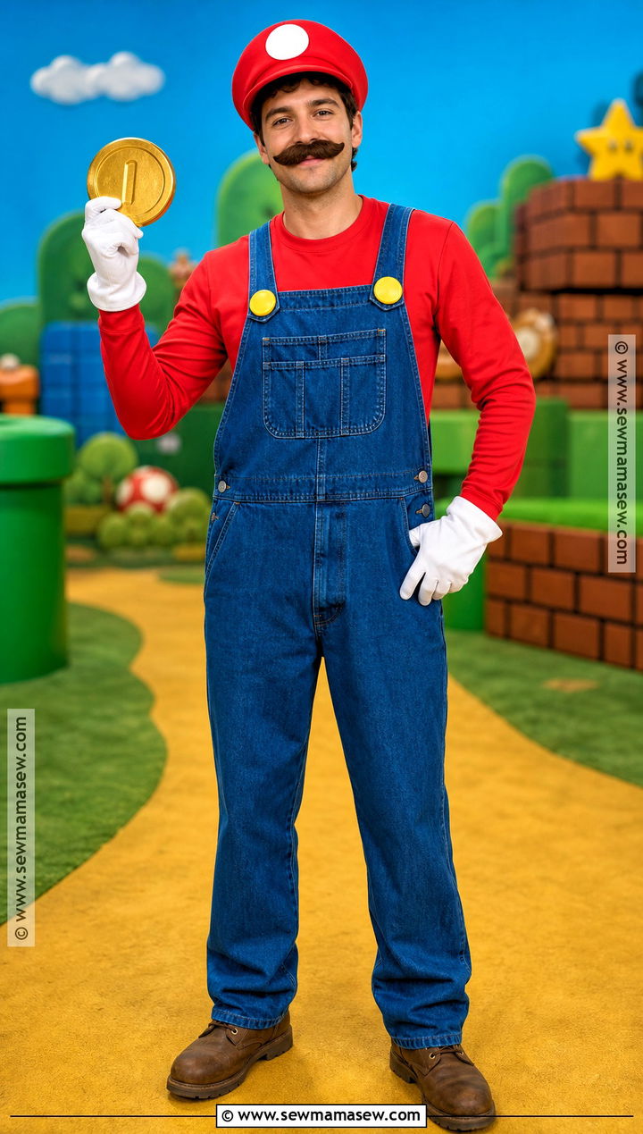 Mario Costume With Red Hat And Overalls - 30 character costume ideas