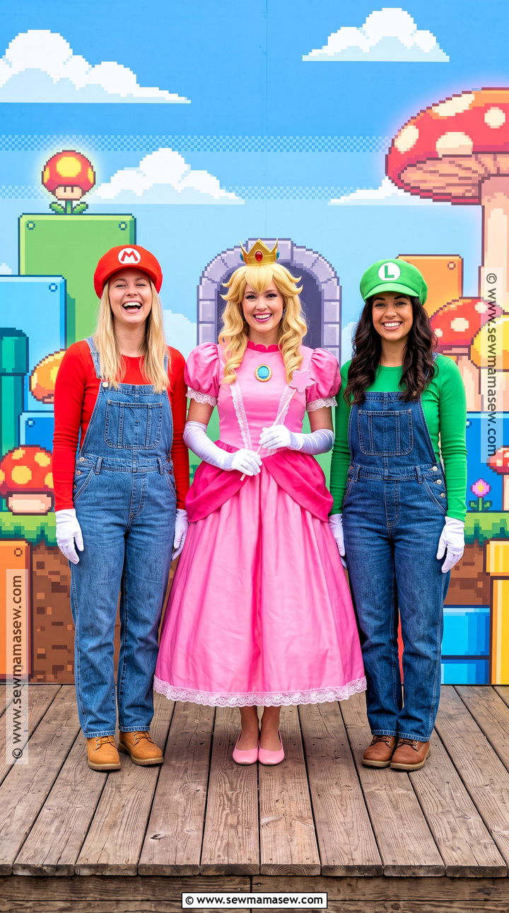 Mario Luigi And Princess Peach Trio Costume - 30 Easy Trio Halloween Costumes