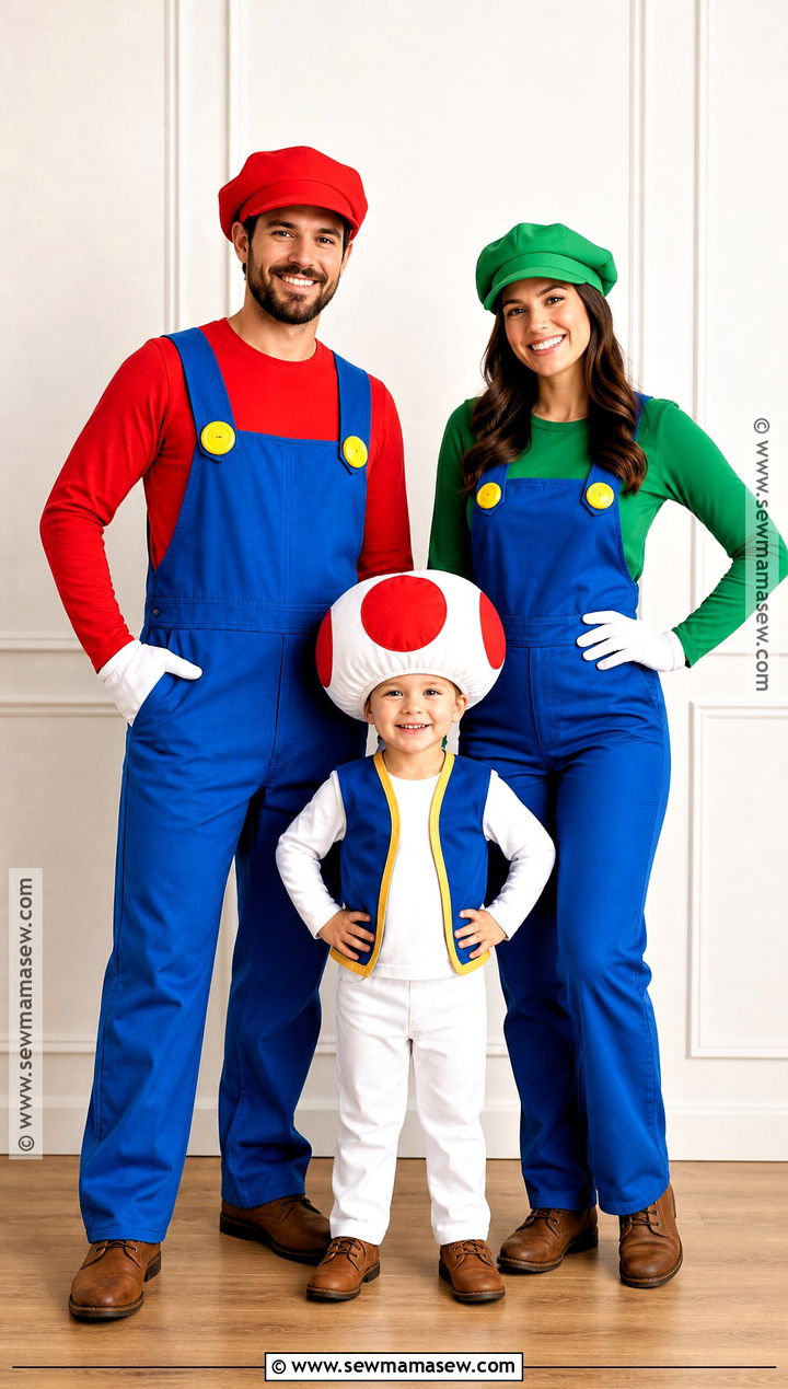 Mario Luigi And Toad Family Costume - 30 easy family costumes for 3