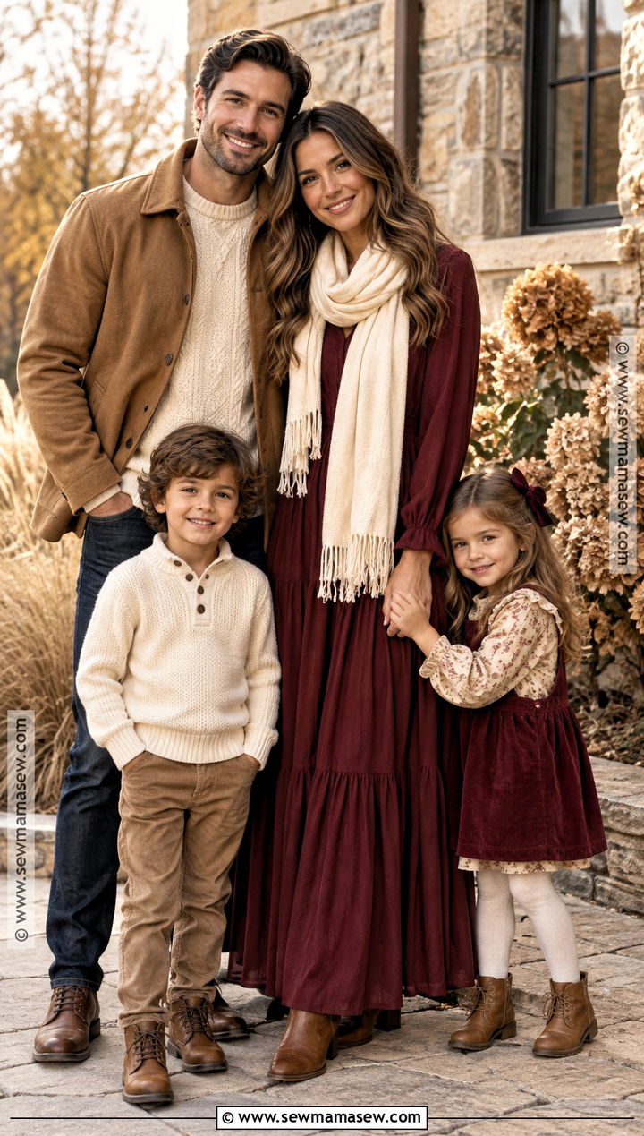 Maroon And Cream November Family Photo Outfits - 20 november family pictures outfits