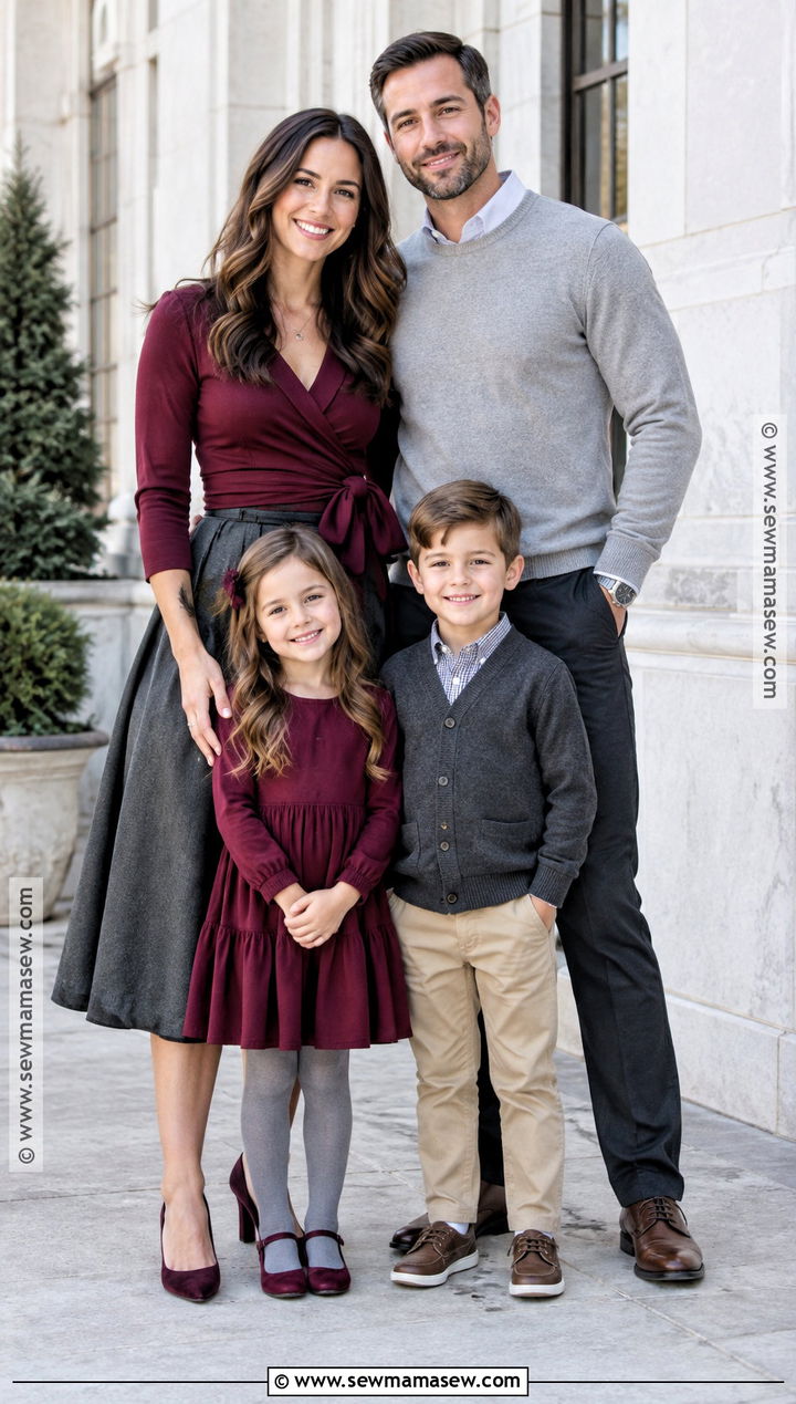 Maroon And Gray Family Picture Outfit - 15 fall family pictures outfits maroon