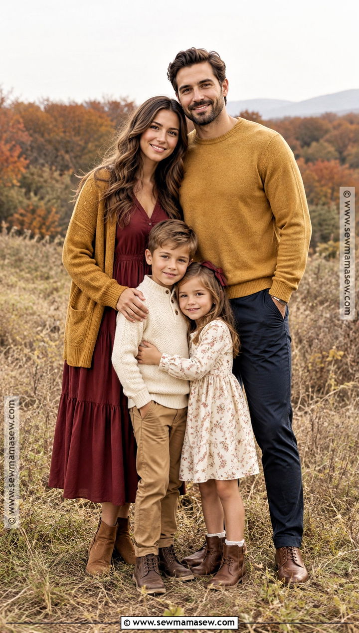 Maroon And Mustard Family Picture Outfit - 15 fall family pictures outfits maroon