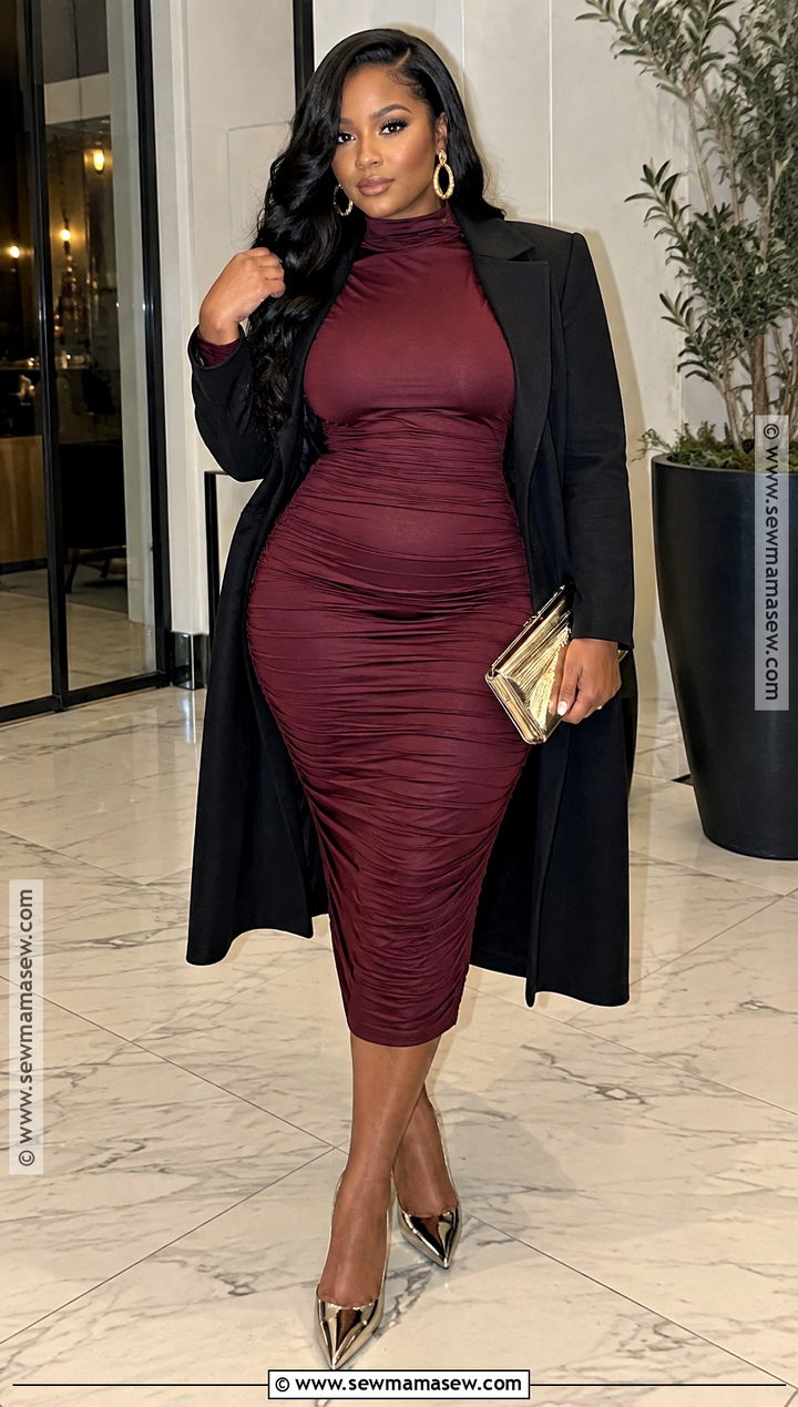 Maroon Bodycon Dress Fall Birthday Outfit - 25 fall birthday outfits for black women