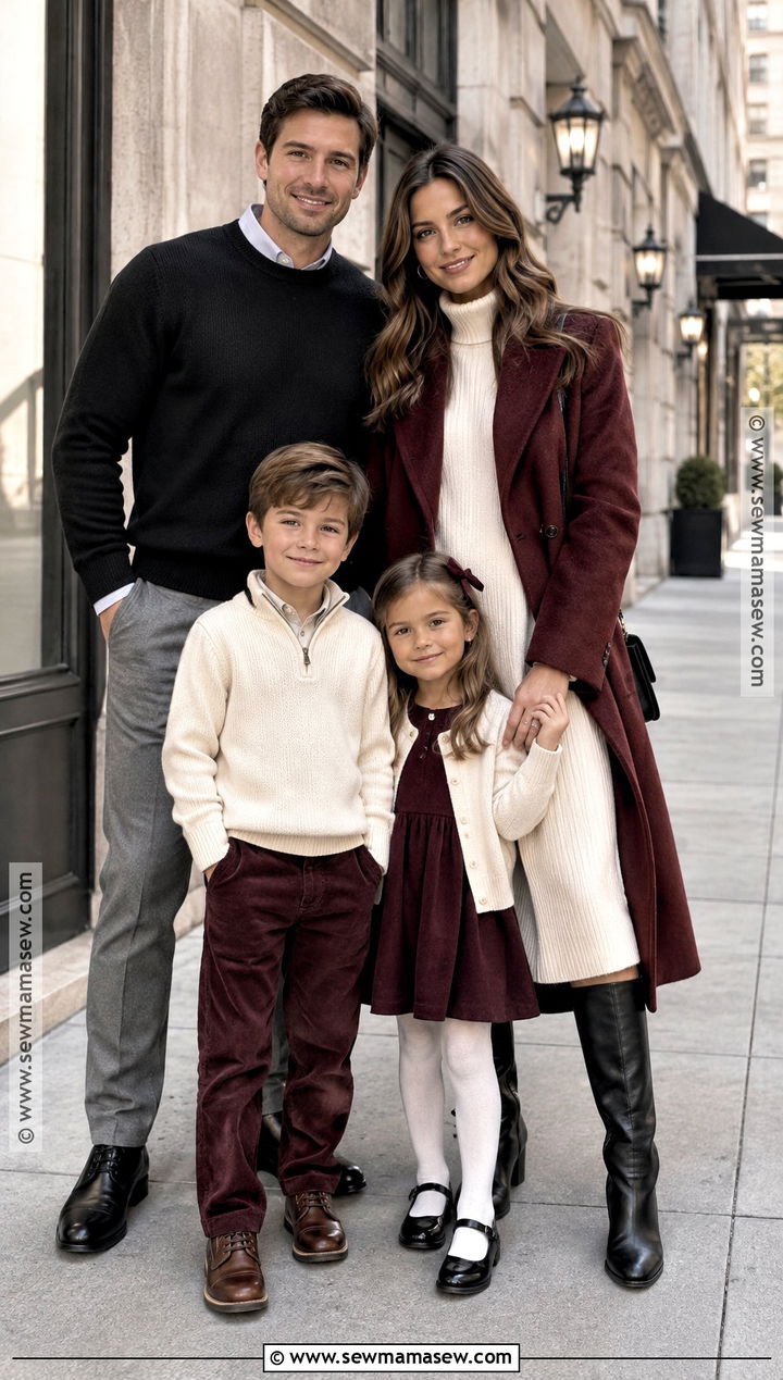Maroon Coat And Black Family Picture Outfit - 15 fall family pictures outfits maroon