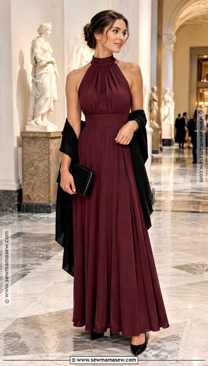 Maroon High Neck Bridesmaid Dress - 15 Fall Red Bridesmaid Dresses