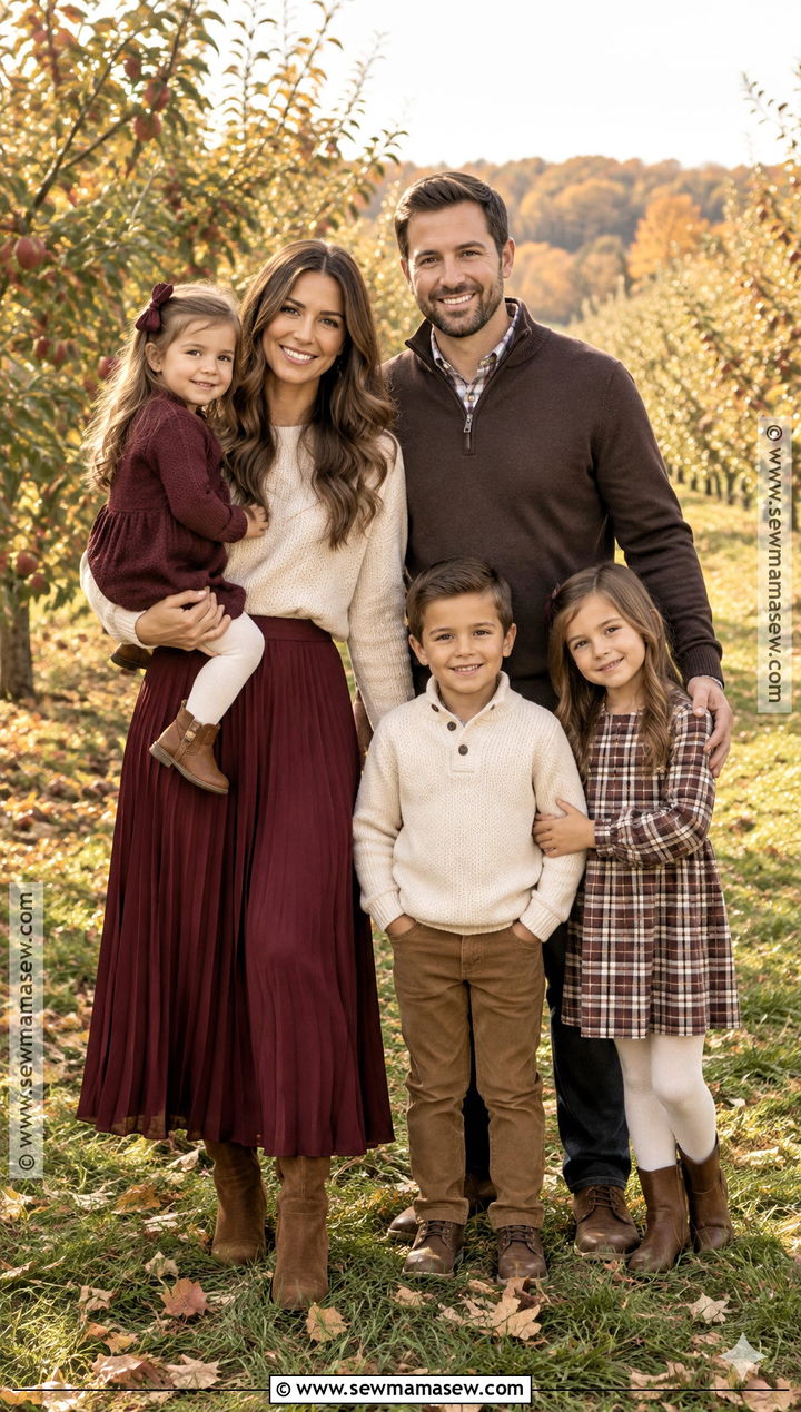 Maroon Maxi Skirt And Brown Family Outfit - 15 fall family pictures outfits maroon