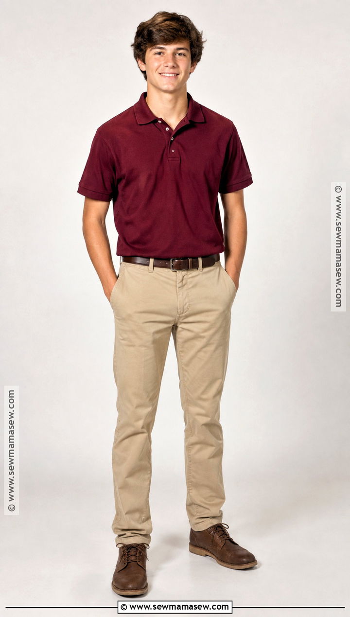 Maroon Polo And Khaki Pants School Photo Outfit - 15 fall school photos outfits