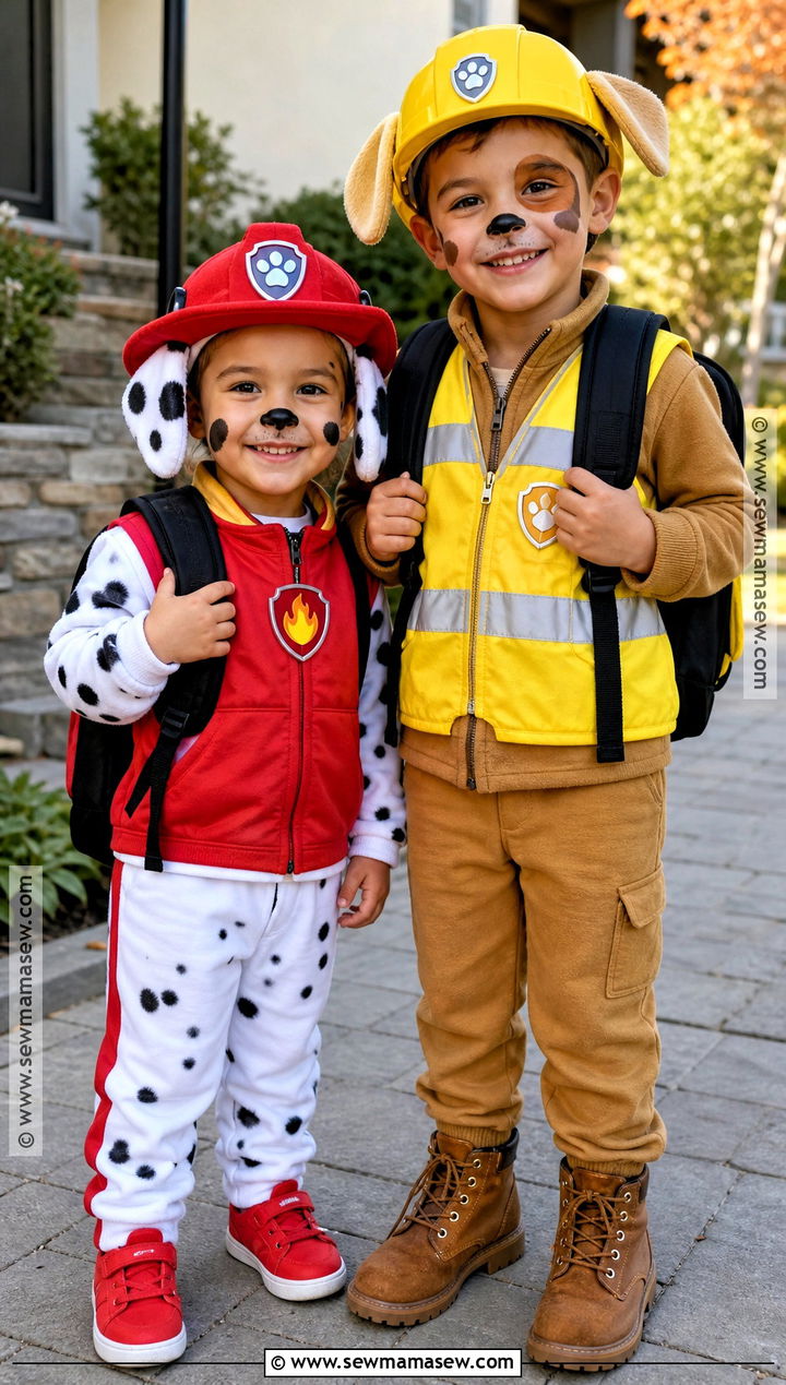 Marshall And Rubble Sibling Costume - 30 paw patrol halloween costume ideas