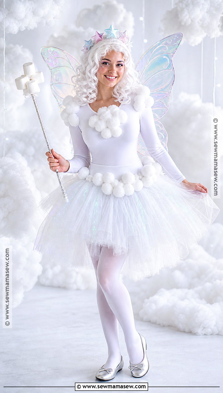 Marshmallow Fairy Costume With White Tutu - 30 Candy Land Costumes for Women