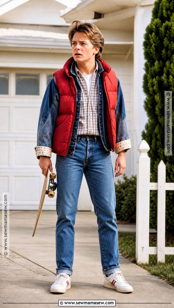 Marty McFly Costume With Red Vest - 50 men halloween costumes