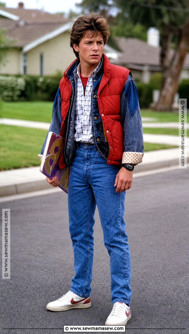 Marty McFly Costume With Red Vest - 30 easy men halloween costumes for guys