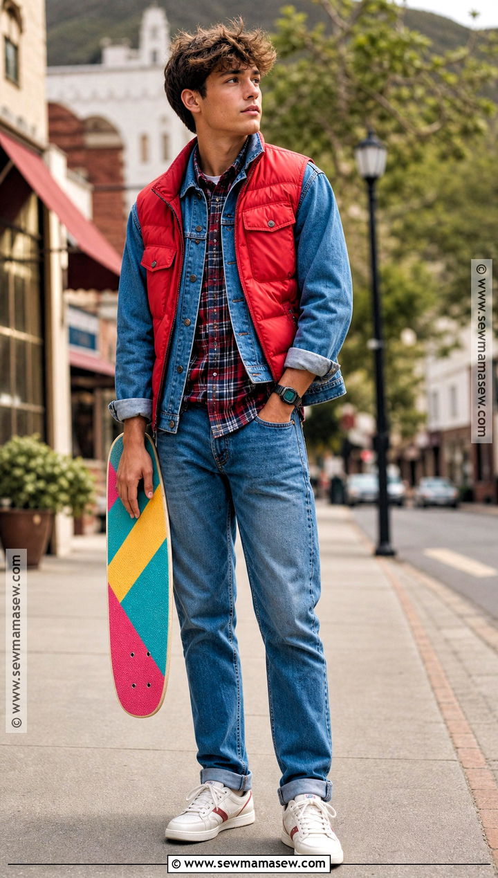 Marty McFly Red Vest Costume - 30 Hollywood Characters Costume Ideas
