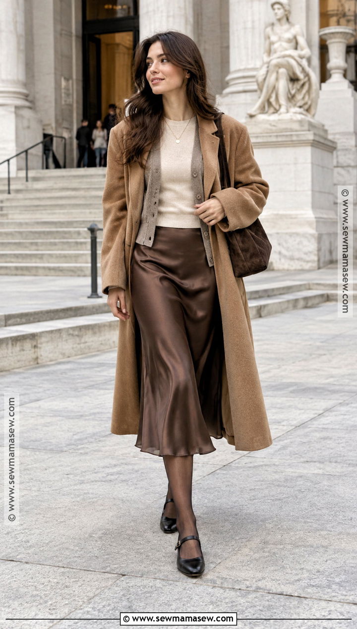 Mary Jane Flats With Slip Skirt And Cardigan - 20 fall mary jane outfit ideas