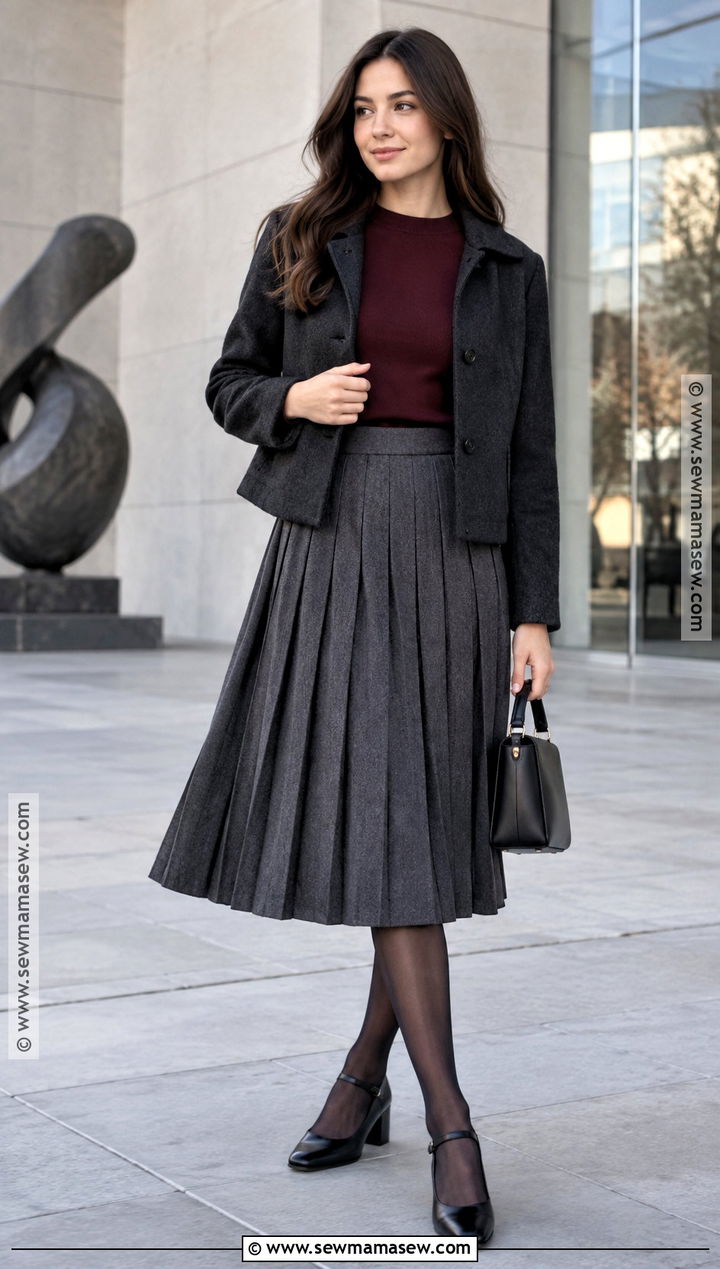 Mary Jane Outfit With Pleated Midi Skirt - 20 Mary Jane Fall Outfits