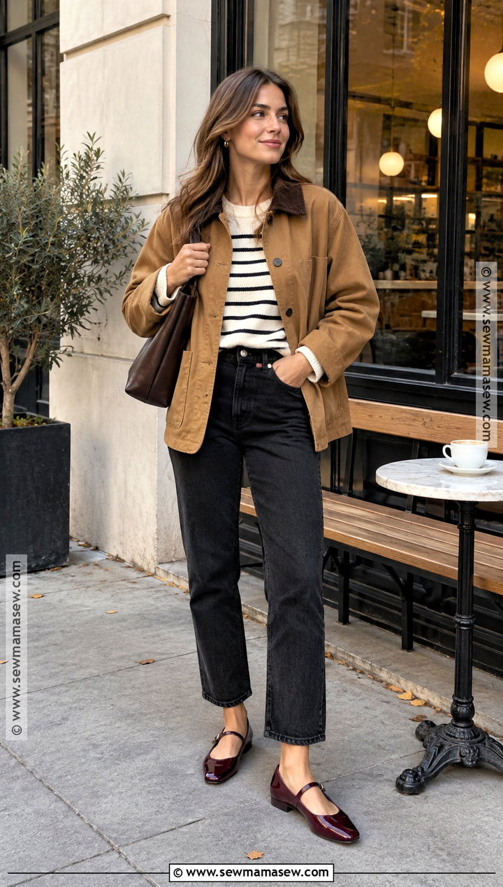 Mary Jane Shoes With Black Jeans And Striped Sweater - 20 Mary Jane Shoes Outfit Fall