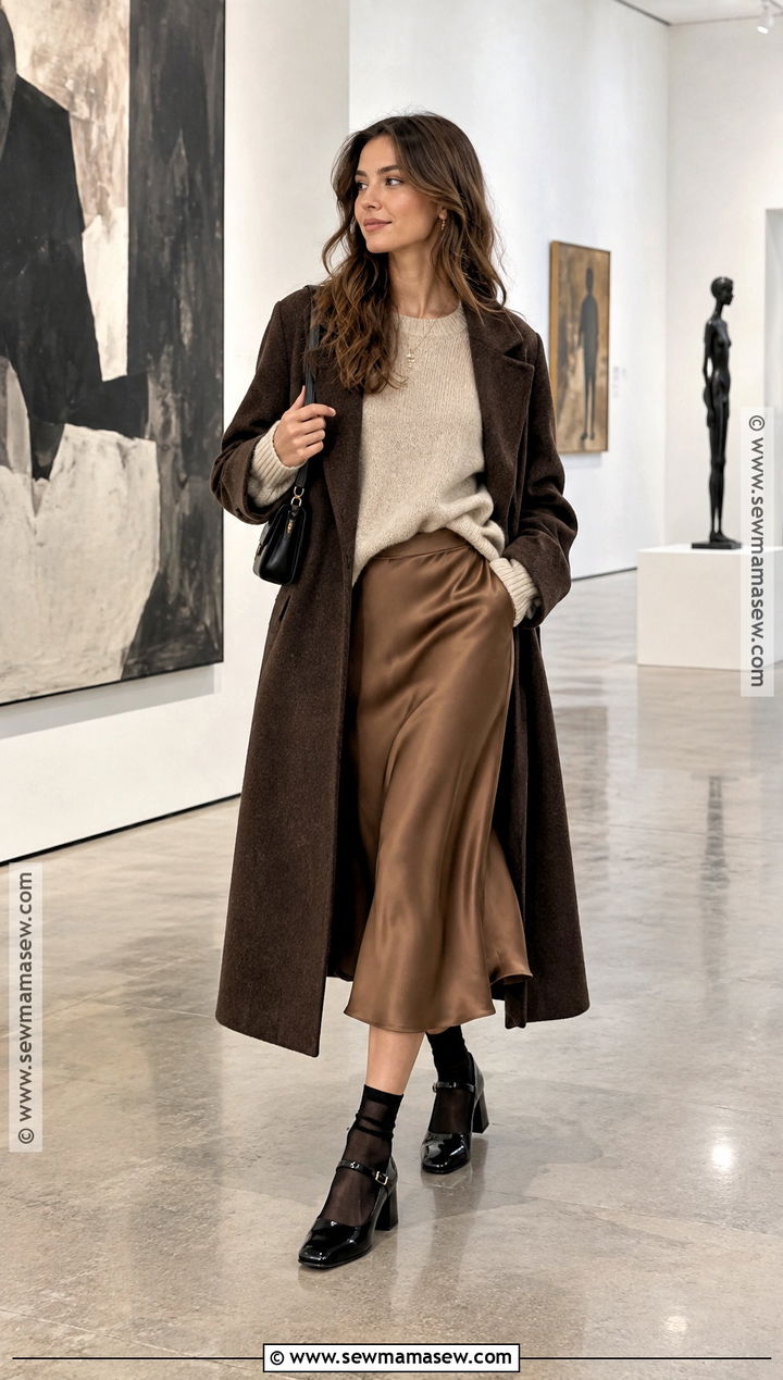 Mary Jane Shoes With Slip Skirt And Chunky Sweater - 20 Mary Jane Shoes Outfit Fall