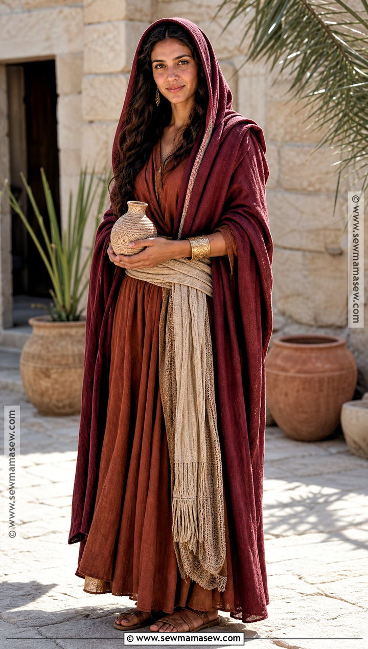 Mary Magdalene Costume With Burgundy Robe - 30 Biblical Costumes for Women