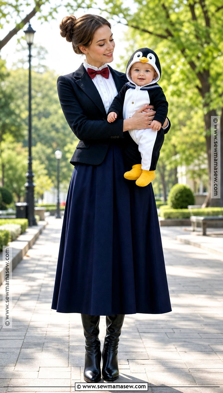 Mary Poppins And Baby Penguin Costume - 35 mom and baby halloween costumes