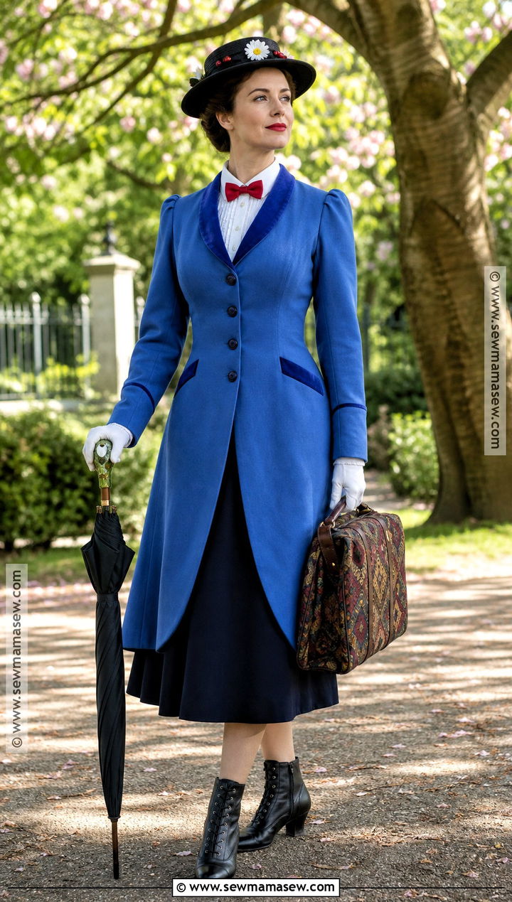 Mary Poppins Costume With Blue Coat - 30 Individual Halloween Costumes
