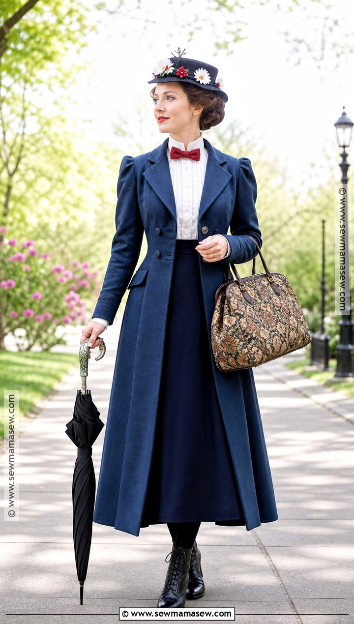 Mary Poppins Costume With Blue Coat - 40 Modest Halloween Costumes