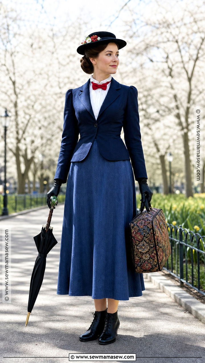 Mary Poppins Costume With Blue Midi Skirt - 30 halloween costumes modest