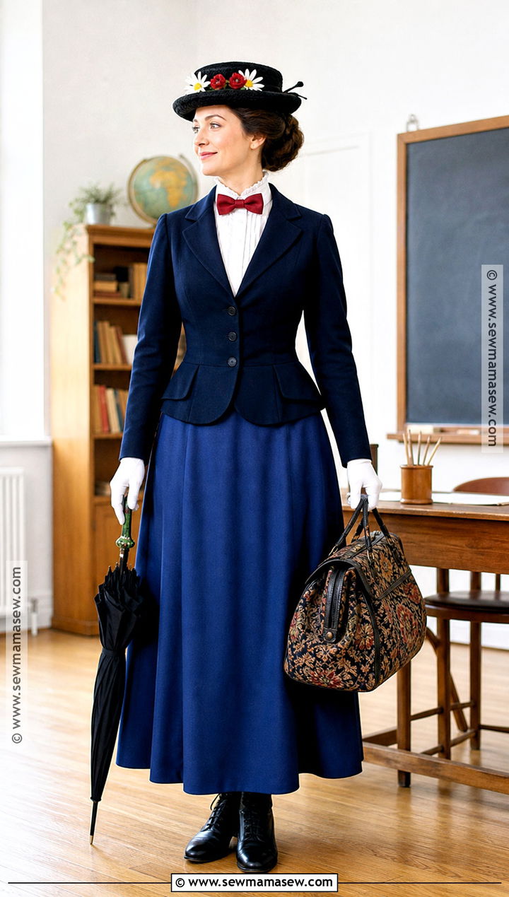 Mary Poppins Costume With Blue Skirt - 30 teacher book character costumes