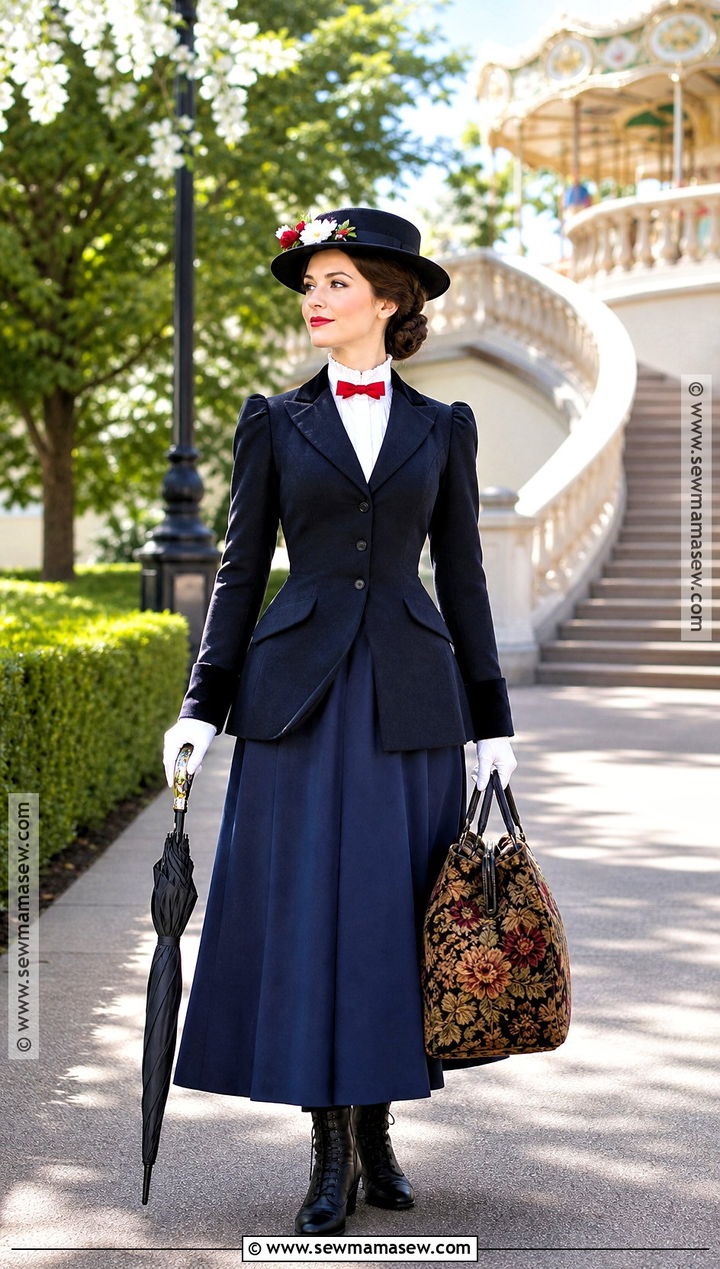 Mary Poppins Costume With Blue Skirt - 30 Cute And Easy Halloween Costumes
