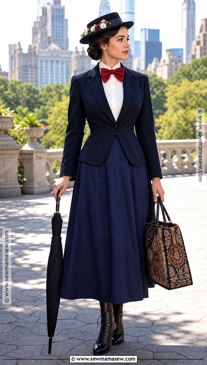 Mary Poppins Costume With White Blouse - 30 Solo Halloween Costumes Women Brunette