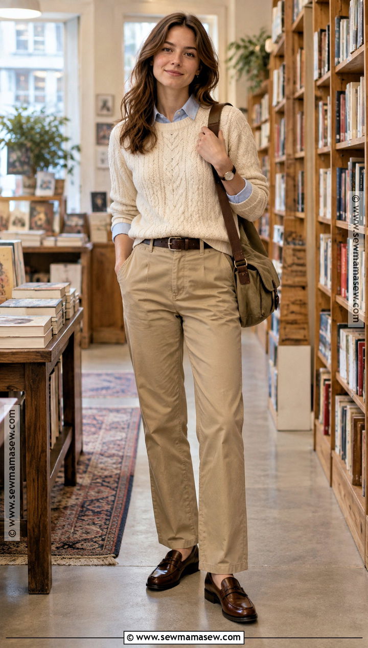 Masc Autumn Cable Knit Sweater and Khaki Pants Outfit - 20 masc autumn outfit ideas