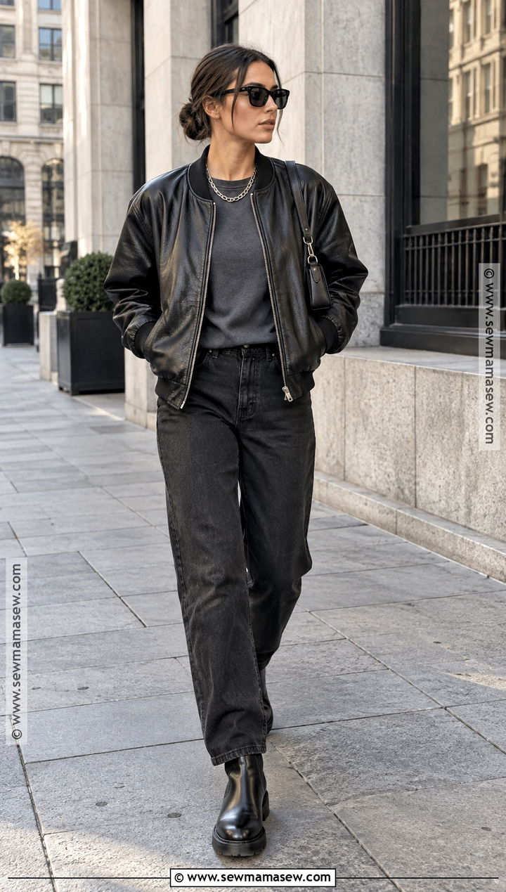 Masc Autumn Leather Jacket and Black Jeans Outfit - 20 masc autumn outfit ideas