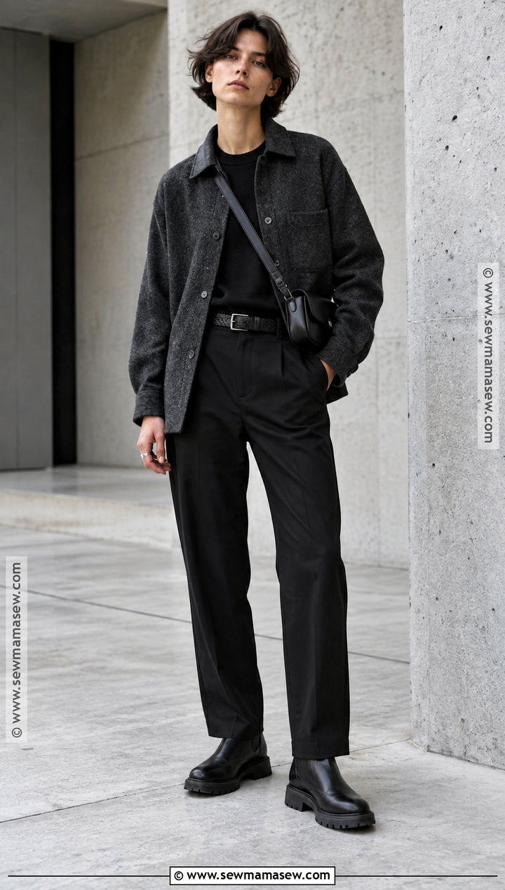 Masc Autumn Overshirt and Monochrome Outfit - 20 masc autumn outfit ideas
