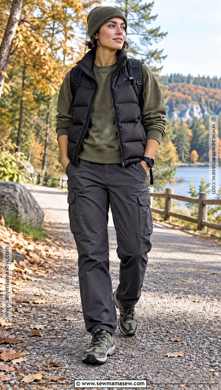Masc Autumn Puffer Vest and Utility Pants Outfit - 20 masc autumn outfit ideas