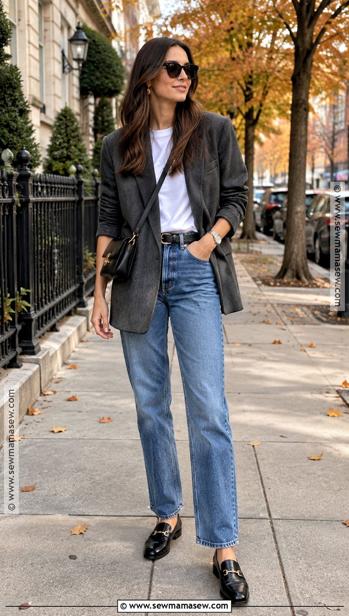 Masc Fall Blazer And Straight Leg Jeans Outfit - 20 Masc Fall Outfits for Women