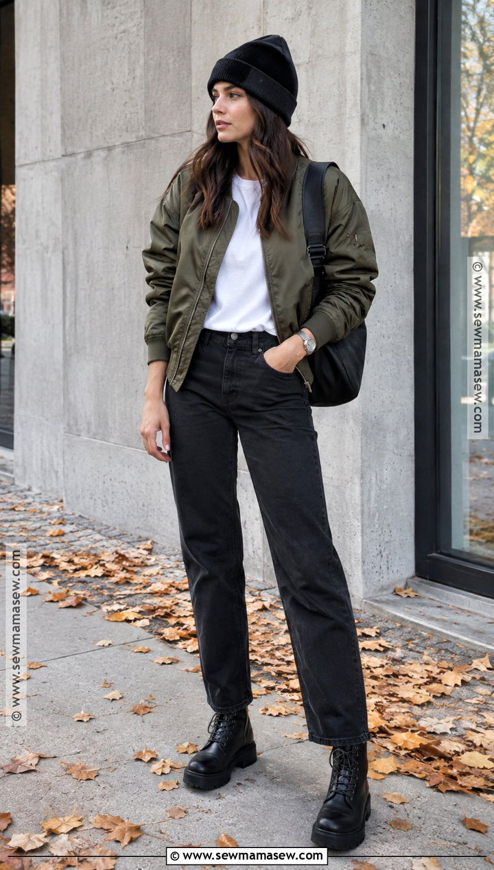 Masc Fall Bomber Jacket And Black Jeans Outfit - 20 Masc Fall Outfits for Women