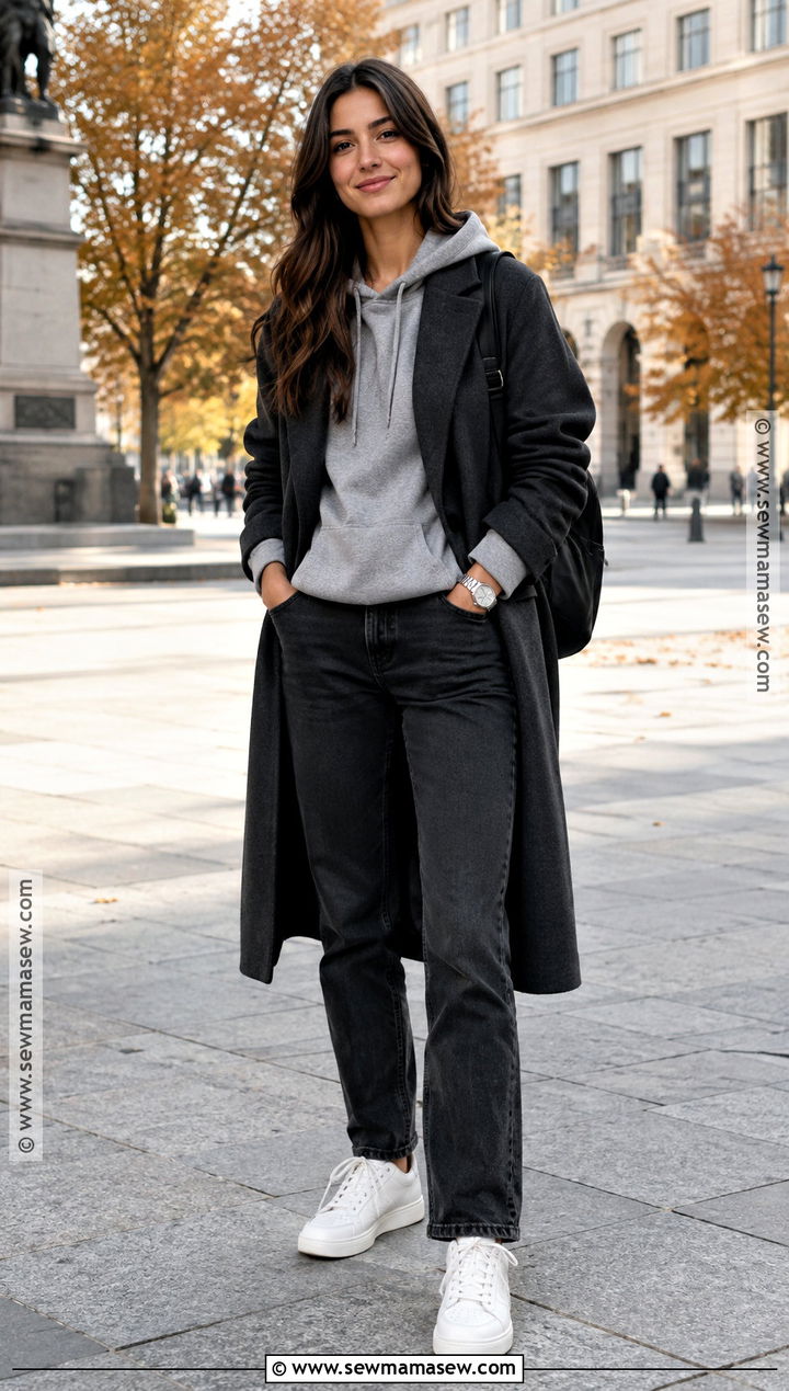 Masc Fall Hoodie And Wool Coat Outfit - 20 Masc Fall Outfits for Women
