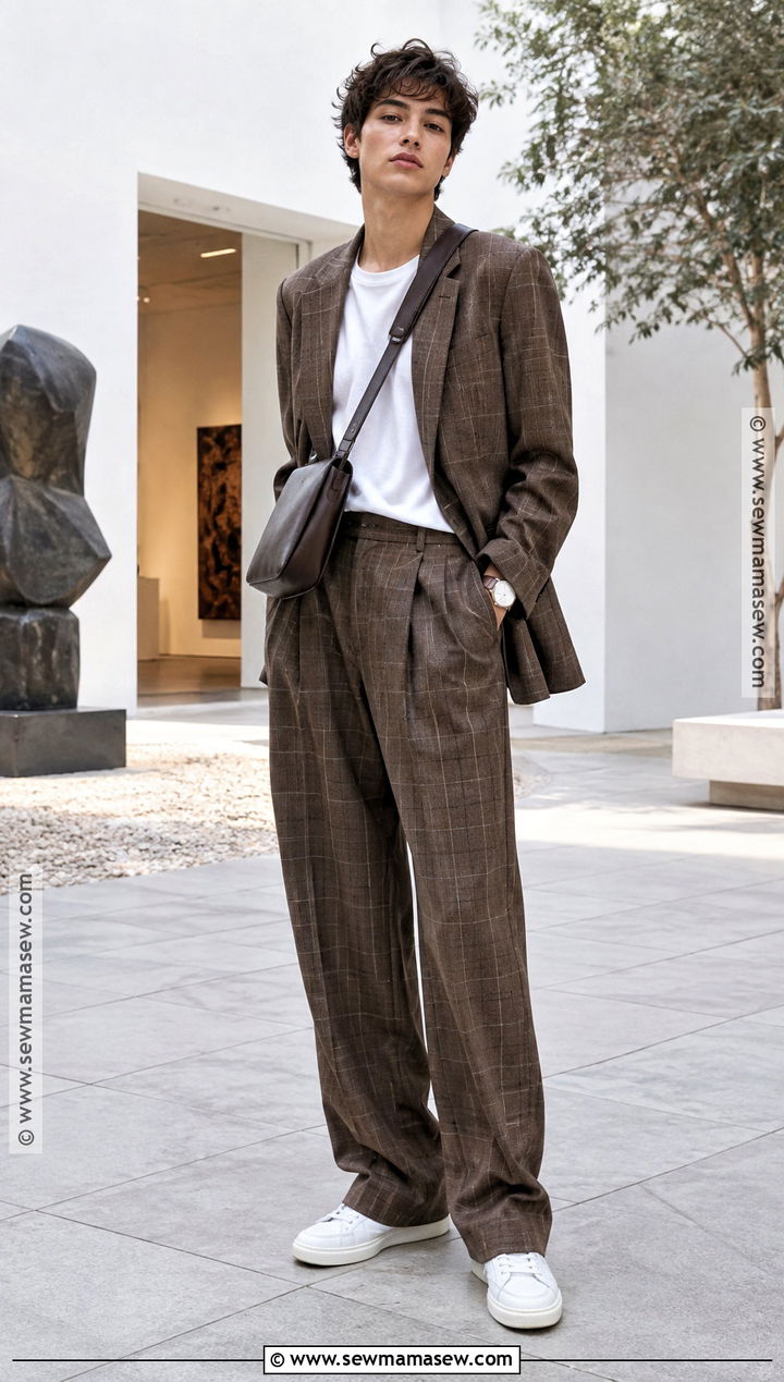 Masc Fall Outfit With Relaxed Suit and Sneakers - 20 fall outfits masc