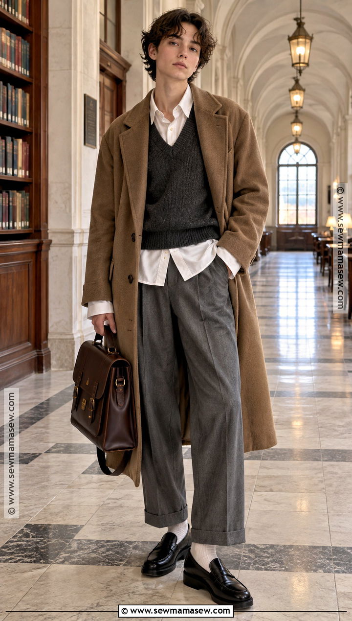 Masc Fall Outfit With Sweater Vest and Button Down Shirt - 20 fall outfits masc