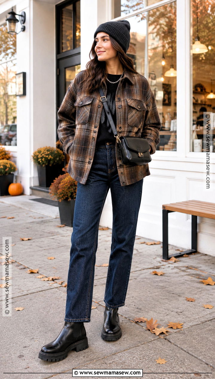 Masc Fall Shacket And Dark Denim Outfit - 20 Masc Fall Outfits for Women