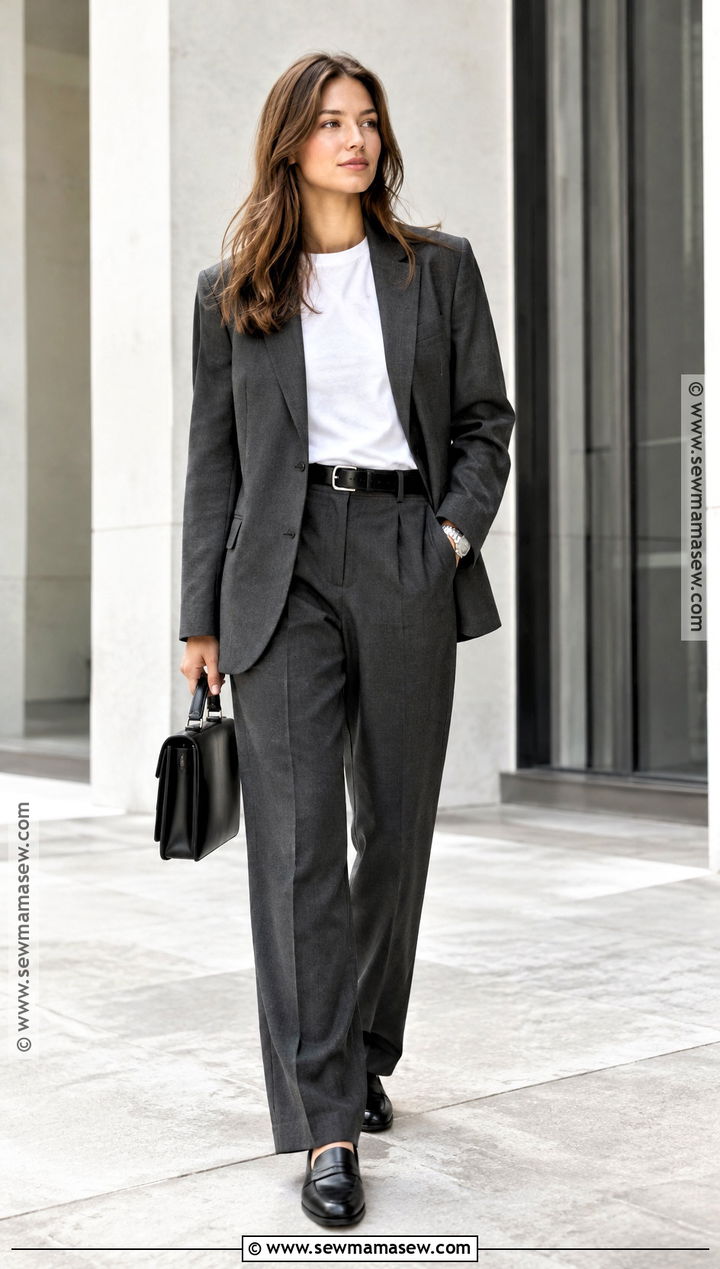 Masc Fall Suit And Crew Neck T Shirt Outfit - 20 Masc Fall Outfits for Women
