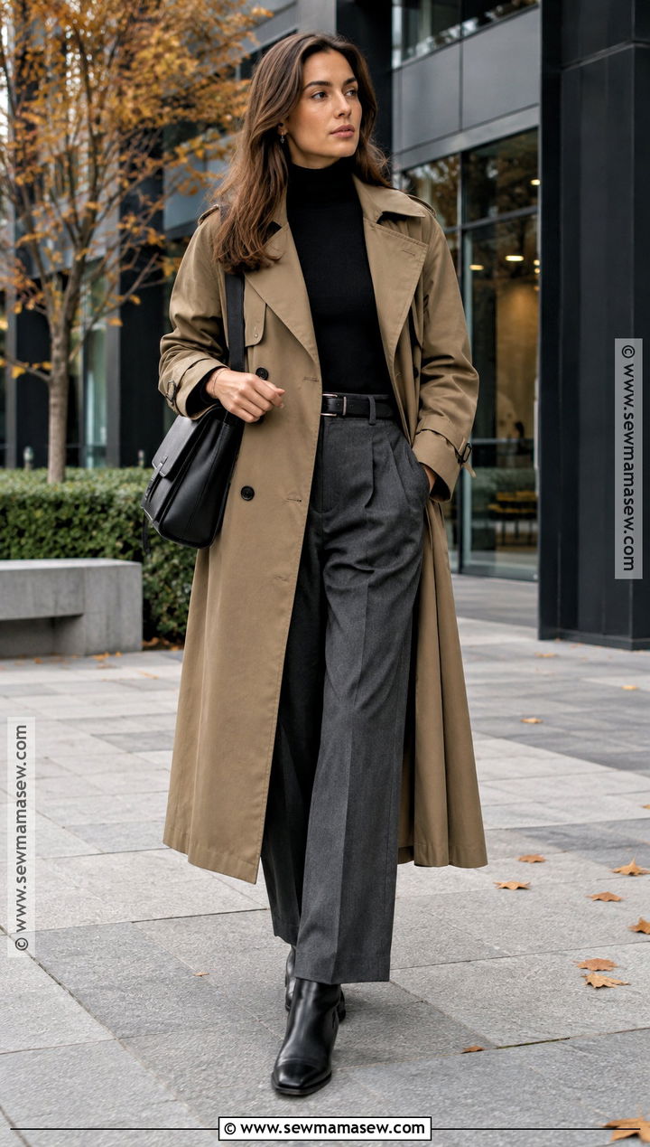 Masc Fall Trench Coat And Pleated Pants Outfit - 20 Masc Fall Outfits for Women