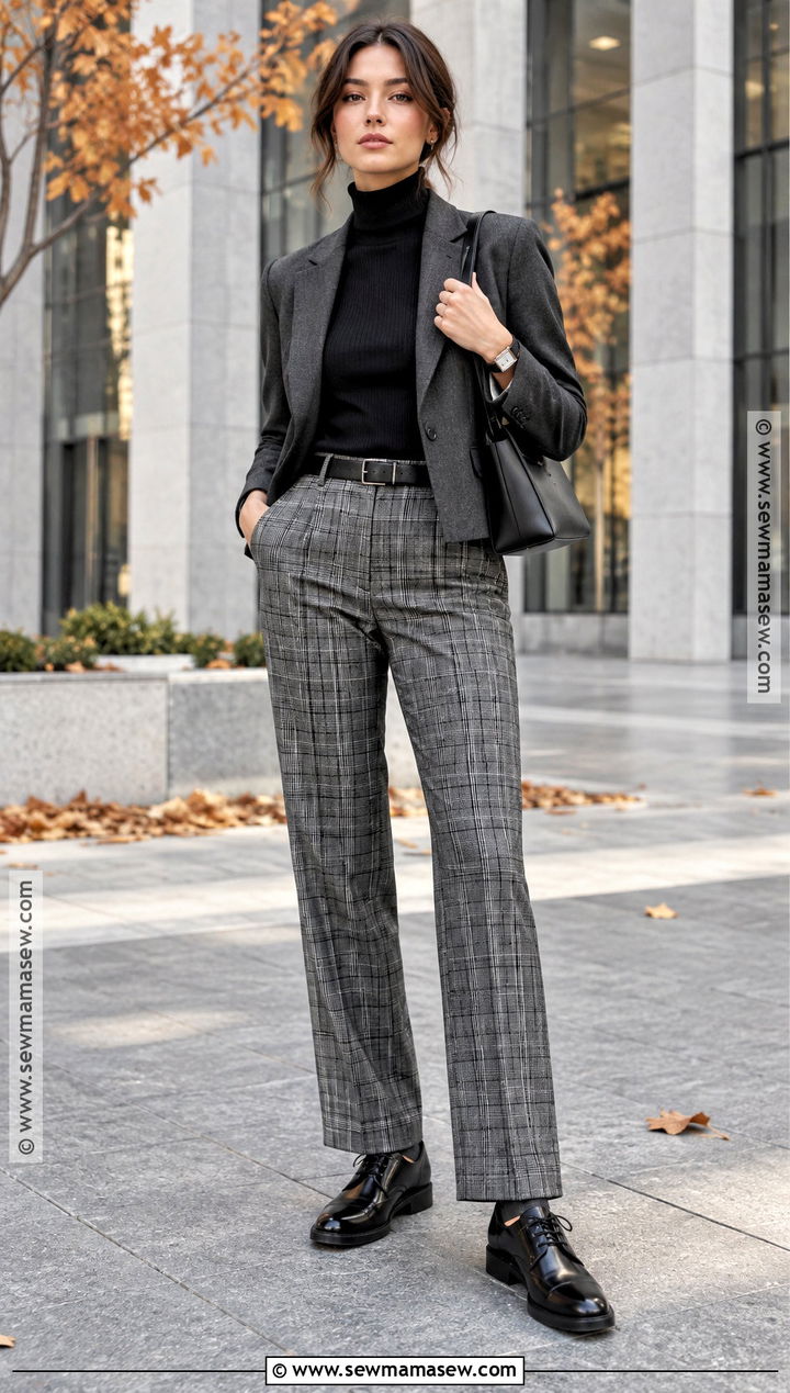 Masc Fall Turtleneck And Plaid Trousers Outfit - 20 Masc Fall Outfits for Women
