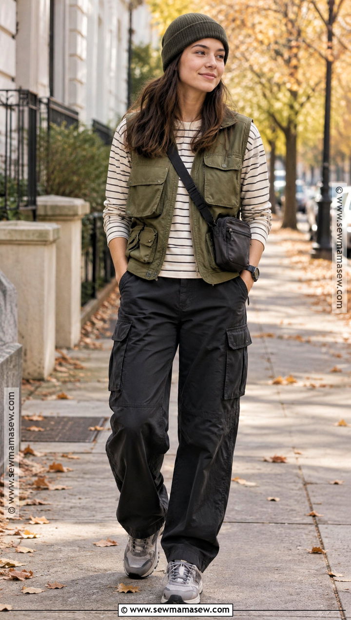 Masc Fall Utility Vest And Long Sleeve Shirt Outfit - 20 Masc Fall Outfits for Women
