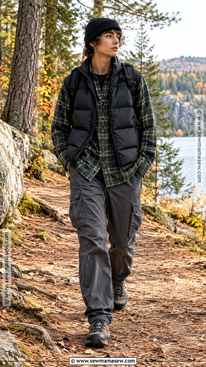 Masc Puffer Vest With Cargo Pants - 20 masc outfits fall