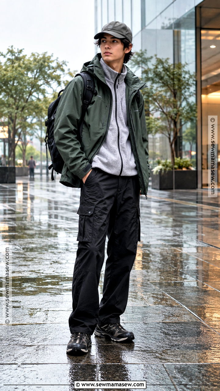 Masc Rain Jacket With Technical Pants - 20 masc outfits fall