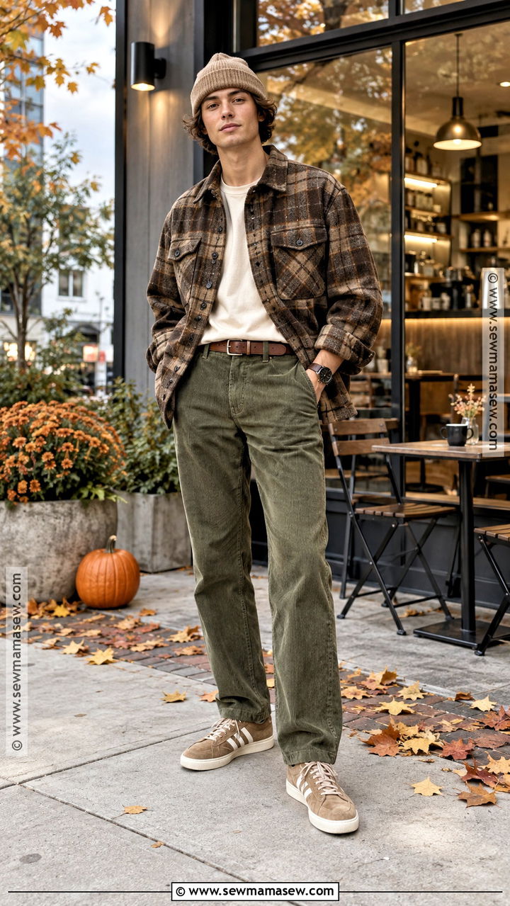 Masc Shacket With Corduroy Pants - 20 masc outfits fall