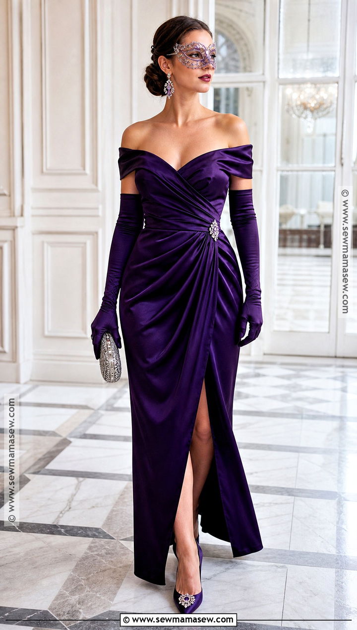 Masquerade Costume With Satin Gown - 30 Fashion Halloween Costumes