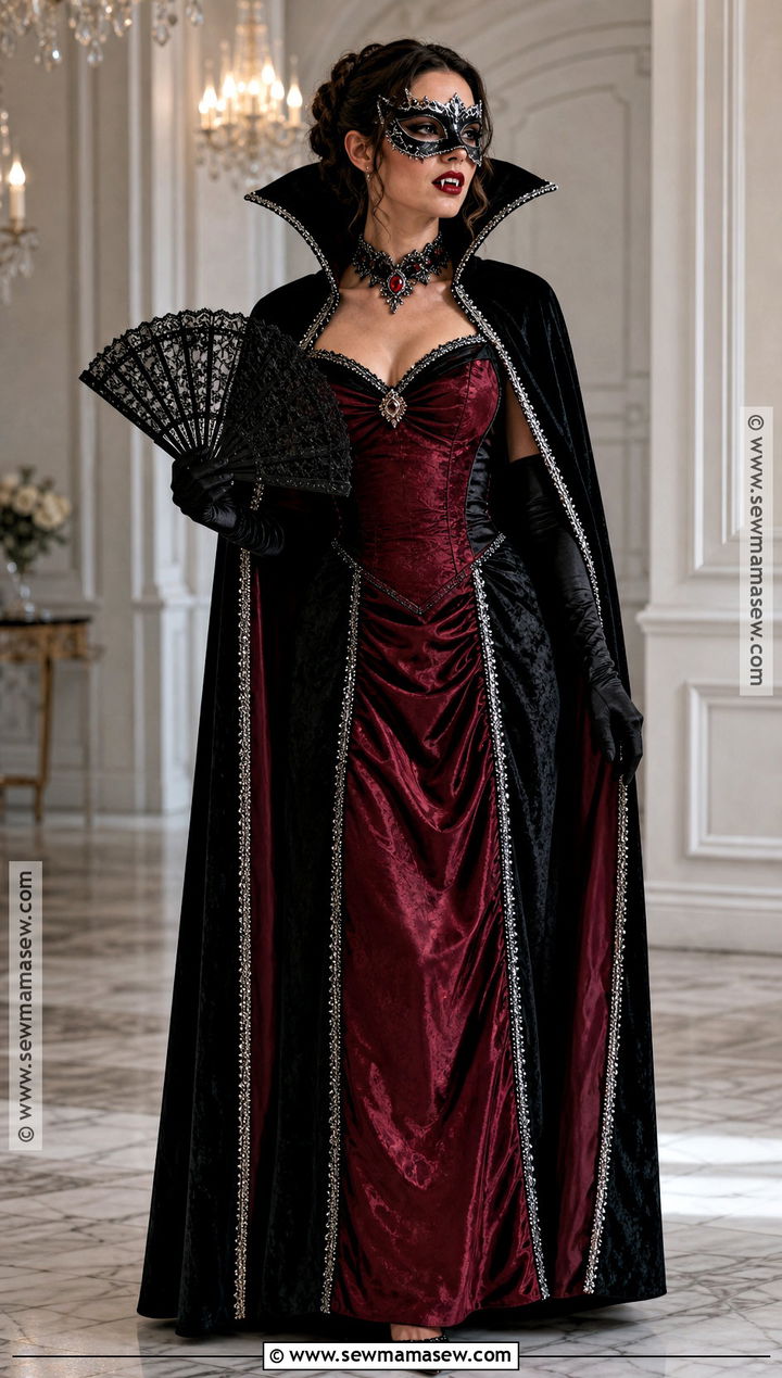 Masquerade Dracula Costume With Eye Mask - 30 Dracula Costume Ideas for Women
