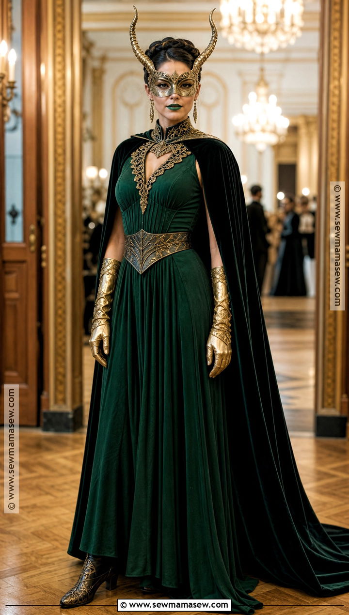Masquerade Loki Costume With Green Gown - 30 Loki Costume Ideas for Females