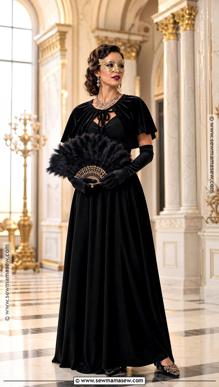 Masquerade Queen Long Black Dress Costume - 30 long black dress halloween costume ideas